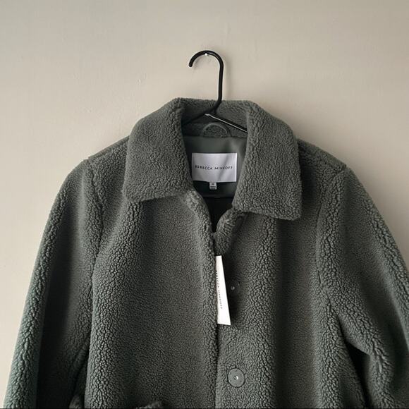 Rebecca Minkoff Olive Green Harley Teddy Jacket - Women's Medium - Picture 3 of 11